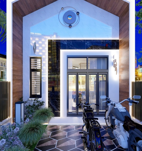 Nhà trệt 5x20m hiện đại – Công năng 2 phòng ngủ, phòng khách liên thông bếp, sân phơi sau – Khái toán 650 triệu