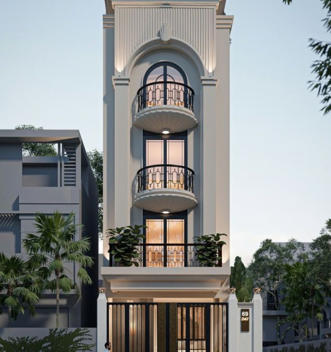 Mẫu nhà phố 4 tầng 5x16m phong cách Tân cổ điển hiện đại